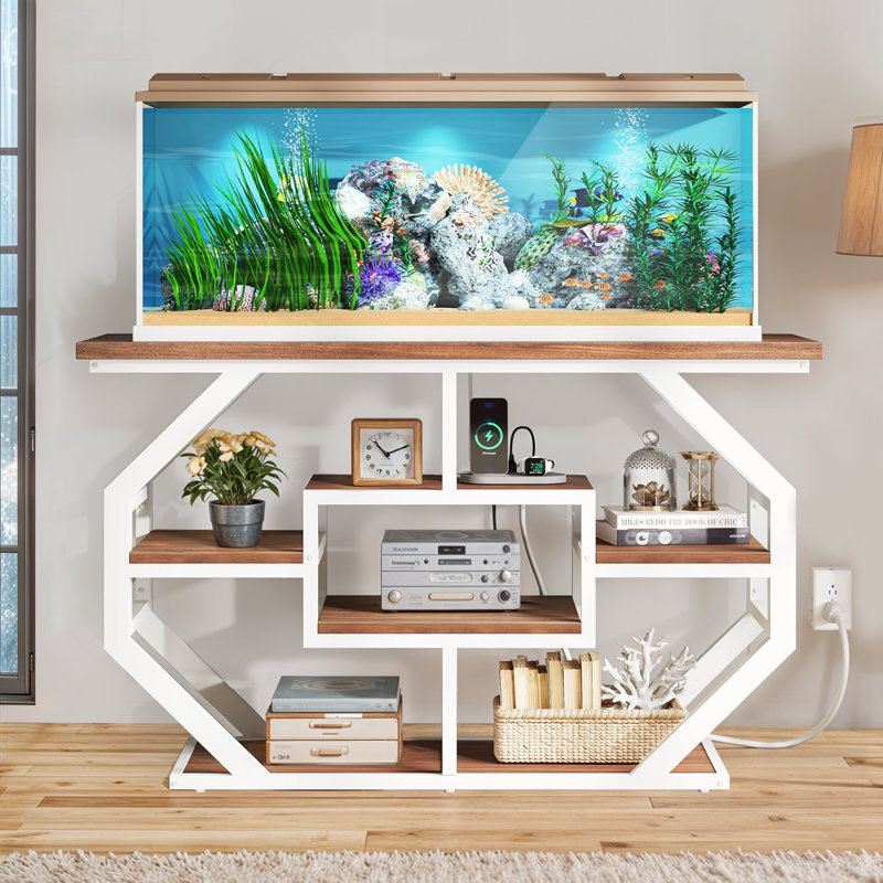 Support d'aquarium rectangulaire Erynn, Brun / blanc
