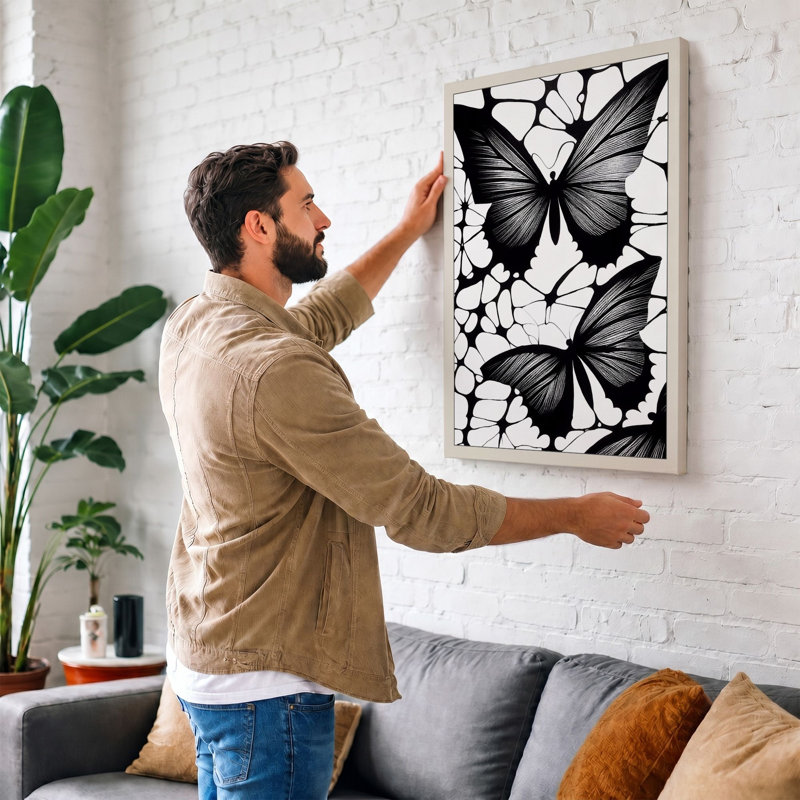 Twin Butterflies Minimalist - Print, 24x16 - 61.0 x 40.6 cm, White Border