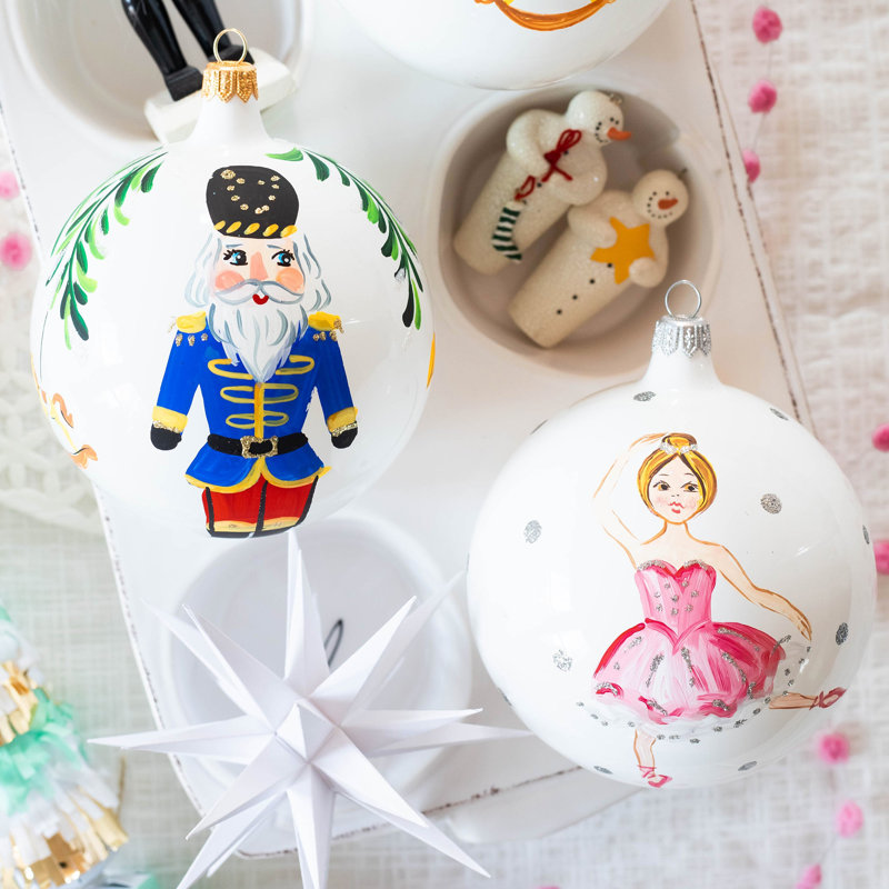 Nutcrackers 4'' Handmade Glass Nutcrackers Ball Ornament