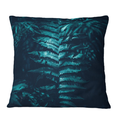 Beautiful Green Dark Fern Leaves In Forest - Tropical Printed Throw Pillow