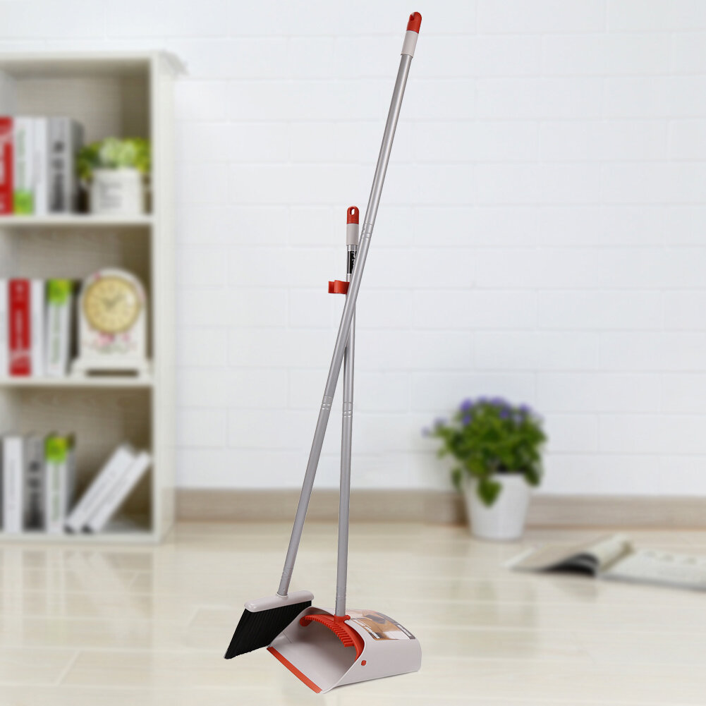 ANMINY Adjustable Broom And Dustpan Set with Replaceable Head