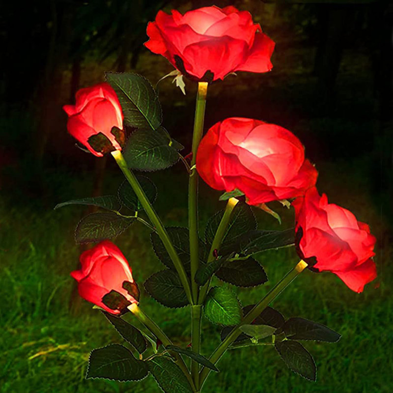 Solar Powered LED Multicolor Rose Pathway Lights
