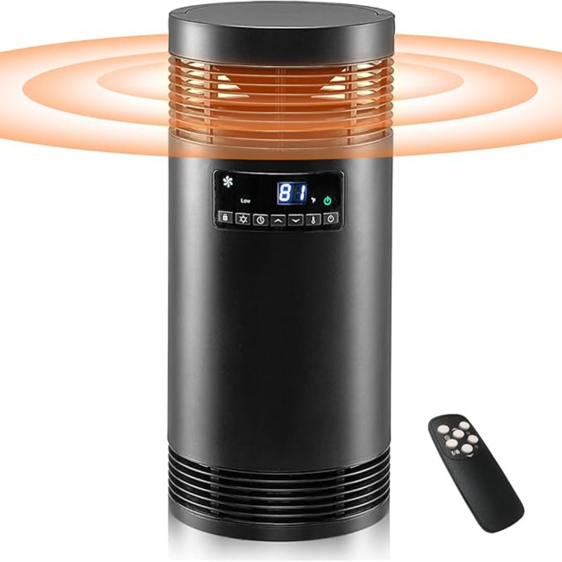 Space Heater,1500W Compact Ceramic Heater With Foldable Handle, 360-Degree Heating For Efficient And Portable Warmth