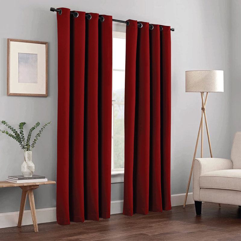 Frasco Blackout Curtain Pair, Red, 167.64cm Width x 228.6cm Drop