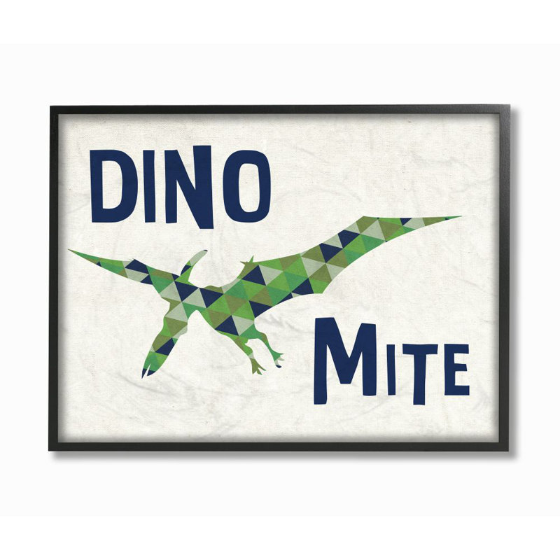Motif de dinosaures Leithow Dino, H 11 po x l 14 po x P 1,5 po, Giclée encadrée noir minuit