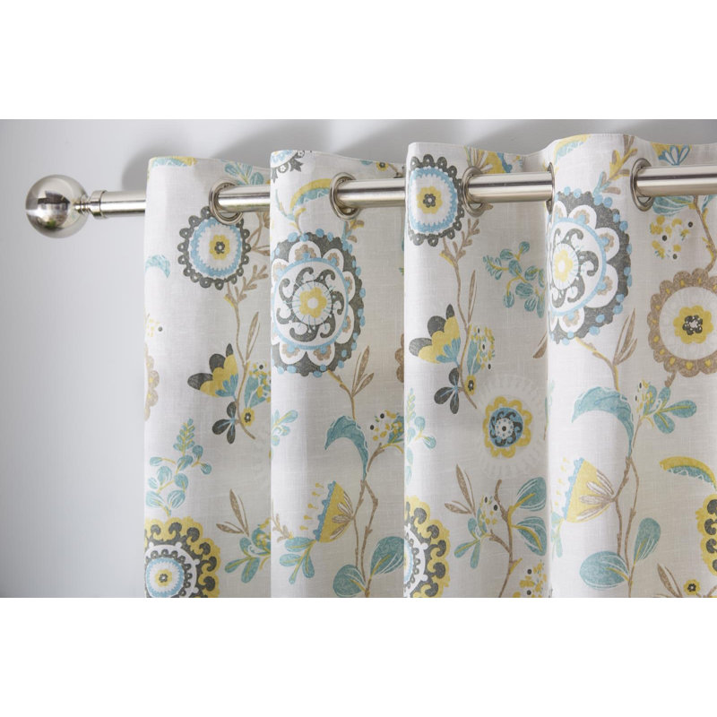 Charleston Room Darkening Curtain Panel Pair, Teal, Width 168 x Drop 183 cm