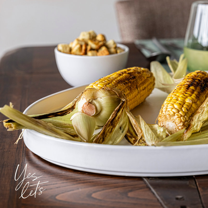 Over&Back Stackable Oval Serving Platter, White