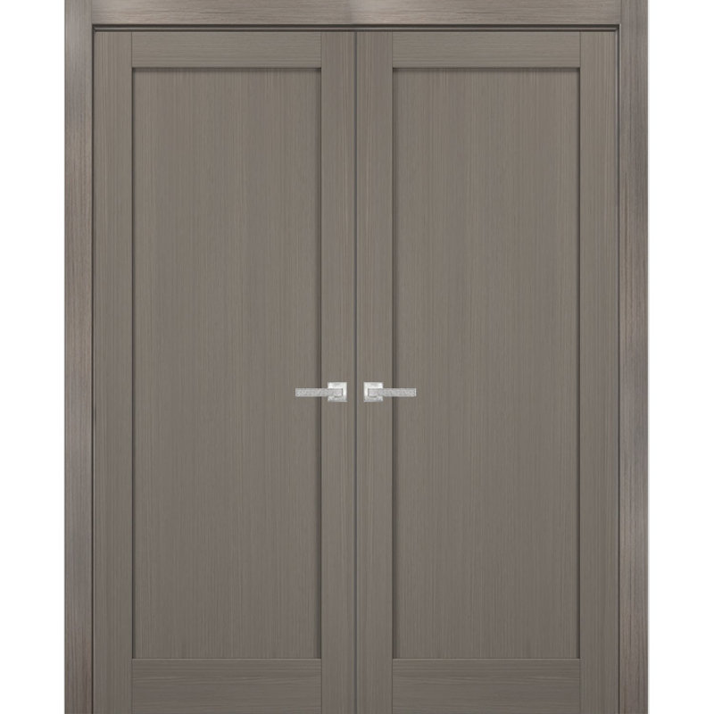 Portes françaises à panneaux Quadro, 48 po x 80 po, Gris cendré