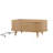 42.5"W Wooden Oval Fluted Coffee Table with Charging Station, Mid-Century Center Table with Sliding Tambour Door,Farmhouse Cocktail Table for Living Room, Natural/Teak