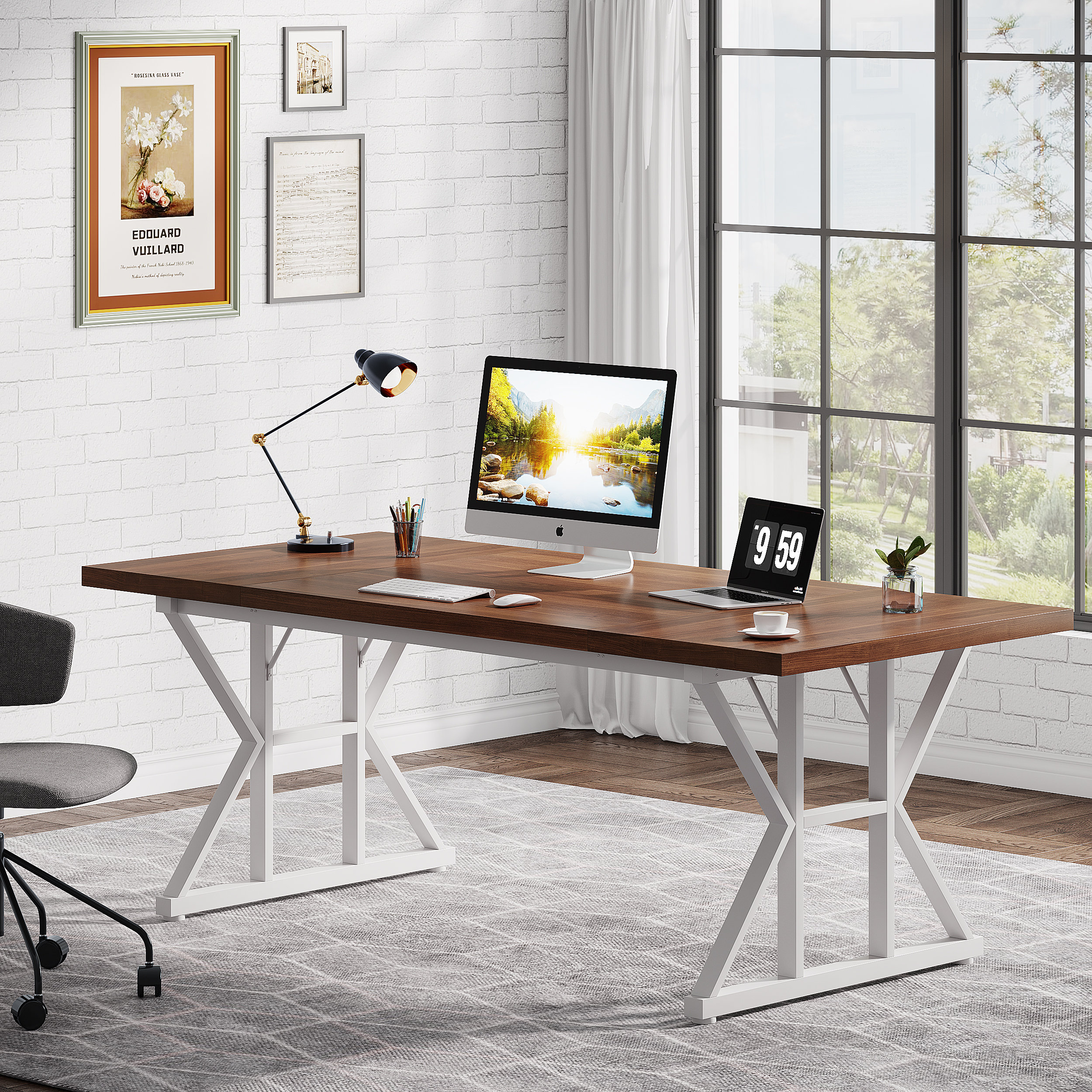 70.8-Inch Executive Desk, Large Computer Office Desk Workstation