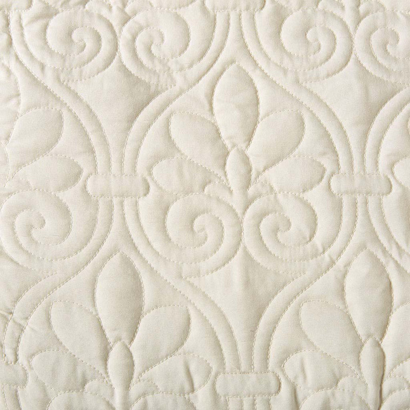 3 Piece Split Corner Pleated Quilted Bedspread, Queen Bedspread + 2 Standard Pillow Shams, Cream