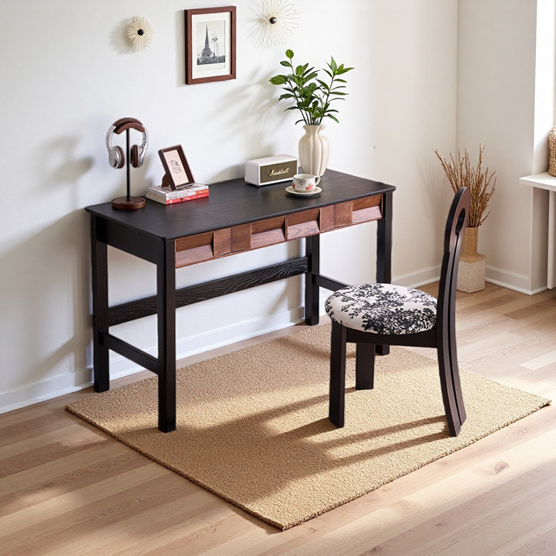 Bureau géométrique en bois massif sculpté, H 29,52 po x l 39,37 po x P 21,65 po