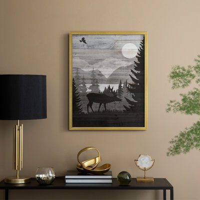 Canadian Landscape Elk Framed Print - Solid Wood