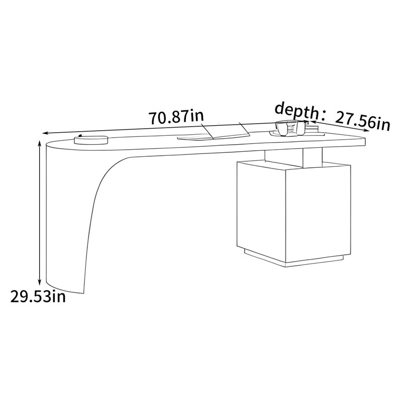 Bureau de petite taille Home Home, Gris / Blanc, H 29,53 po x l 70,87 po x P 27,56 po