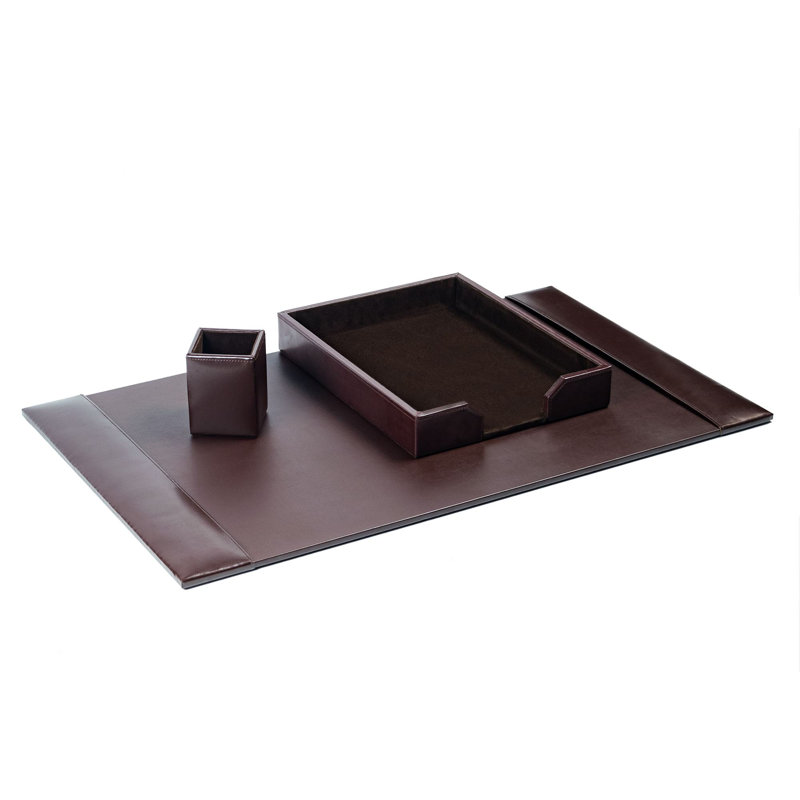Leather Desk Organizer Set, Dark Brown