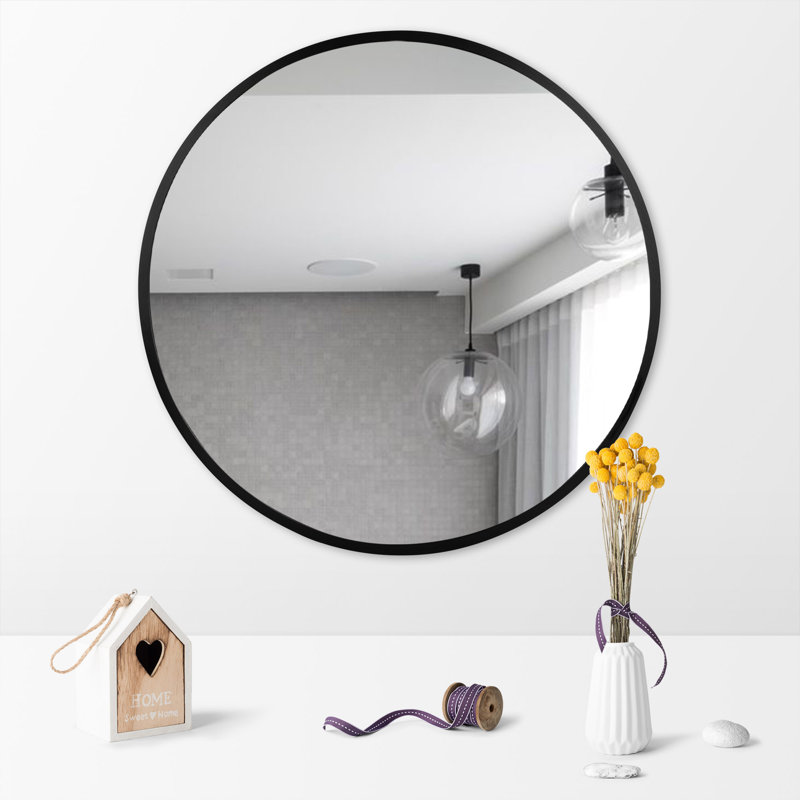 Miroir mural rond Gallen, Noir, 28 po x 28 po