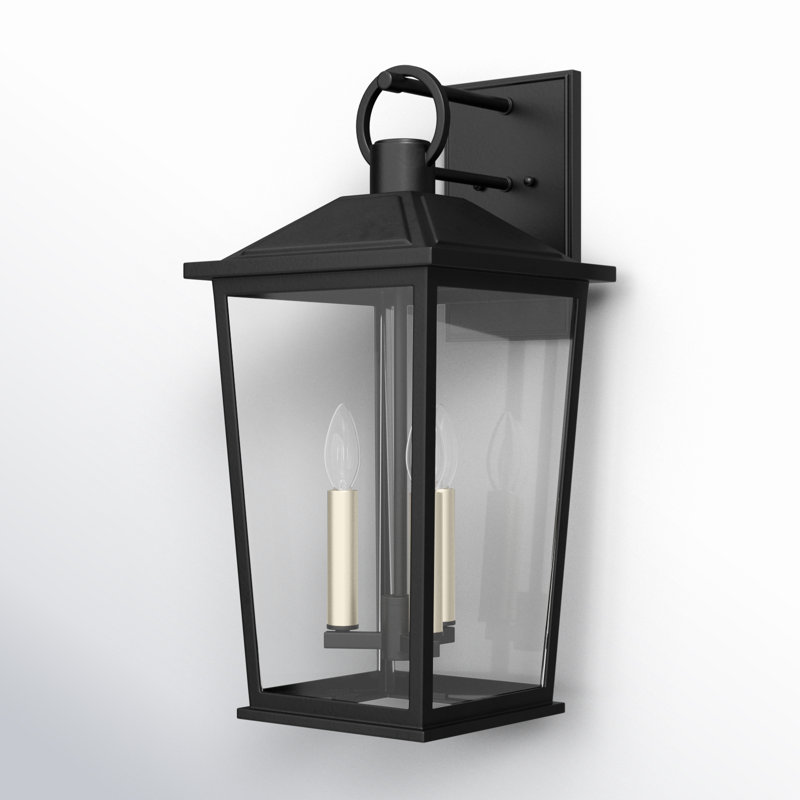 Petite applique murale d'extérieur 1 lumière Cadhla - Bronze texturé avec détails, Noir texturé