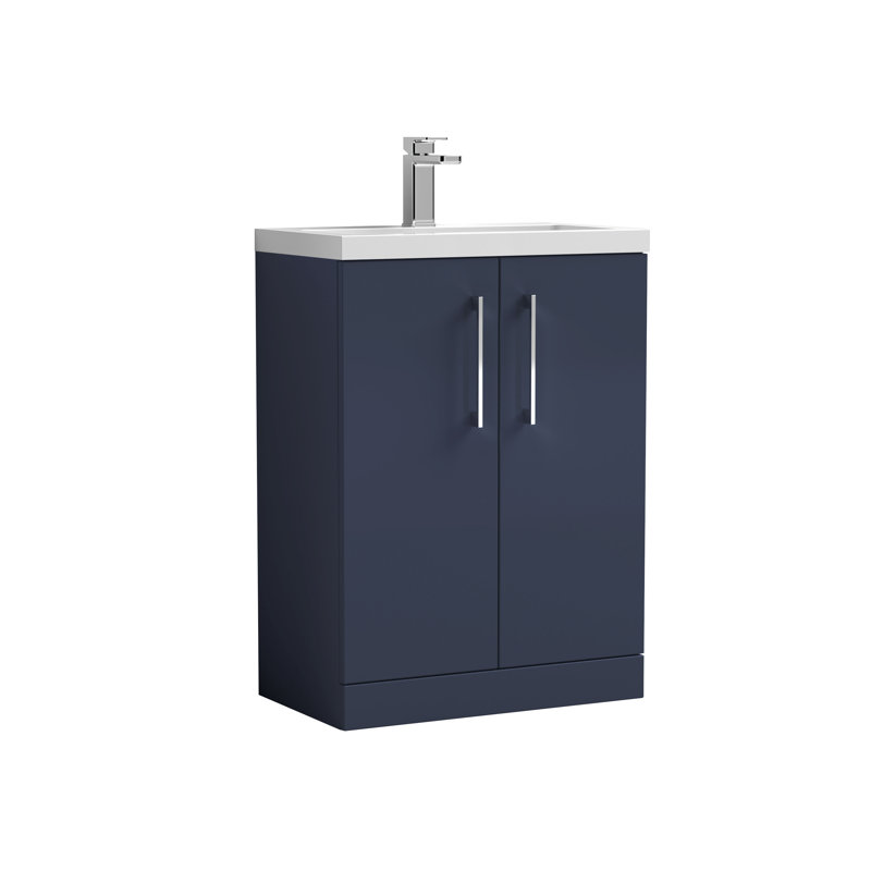 610mm Single Bathroom Vanity with Drop In Vitreous China Basin, Midnight Blue