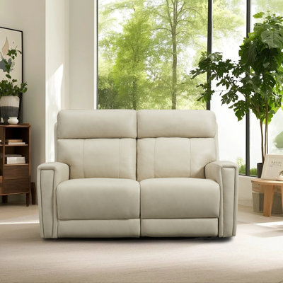 Causeuse inclinable électrique en cuir fleur de luxe Avani avec charge USB, zéro gravité et appui-tête électrique