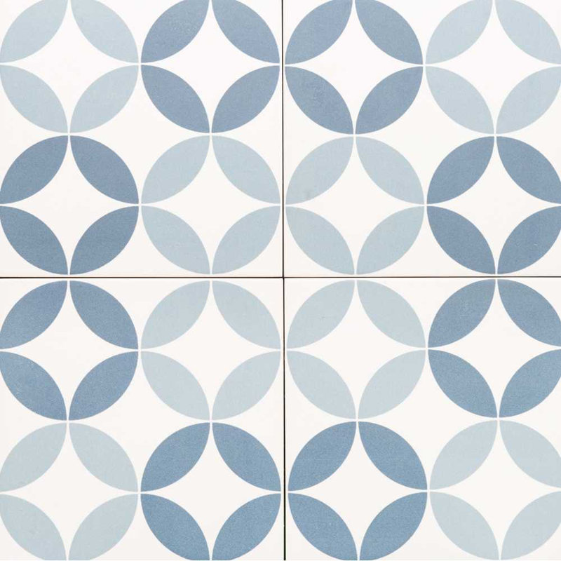 Twinkle 8.7" x 8.7" Blue Patterned Matte Porcelain Floor and Wall Tile, Blue