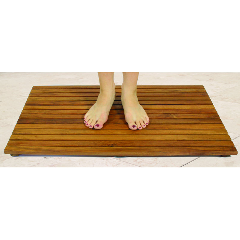 Jeffery Teak Non-Slip Bath Rug, 1.75" H x 19.75" W x 31.5" L