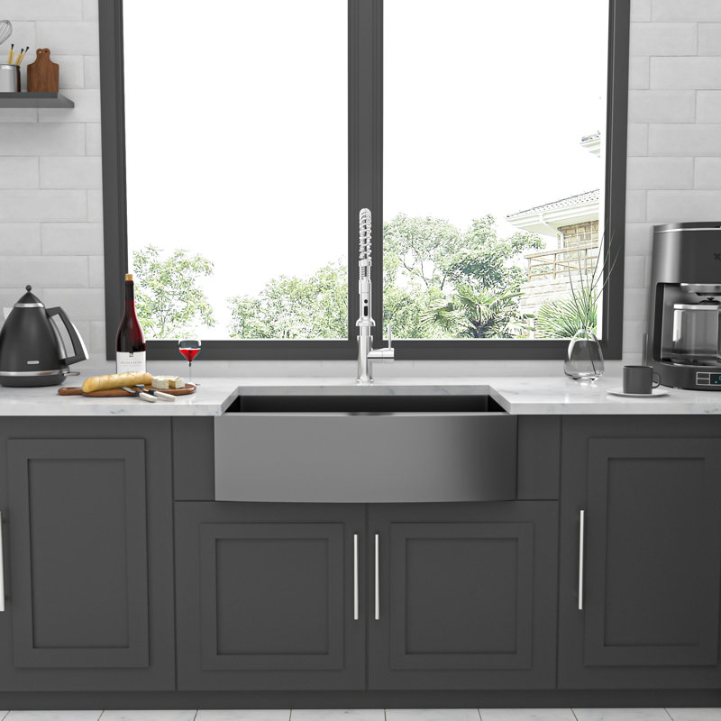 Évier noir en acier inoxydable de calibre 16 de 33 po, avec surface de cuisson et surface lisse de 33 po en acier inoxydable, coussins arrondis R10