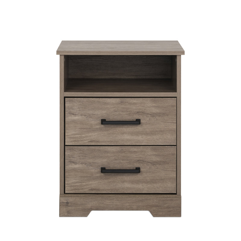 Yazeed 18.75" Wide 2-Drawer Nightstand, Farmhouse Bedside End Table with 2 Drawers, Storage for Bedroom, Office, Living Room, 16.25" D x 18.75" W x 24.5" H, Drifted Gray
