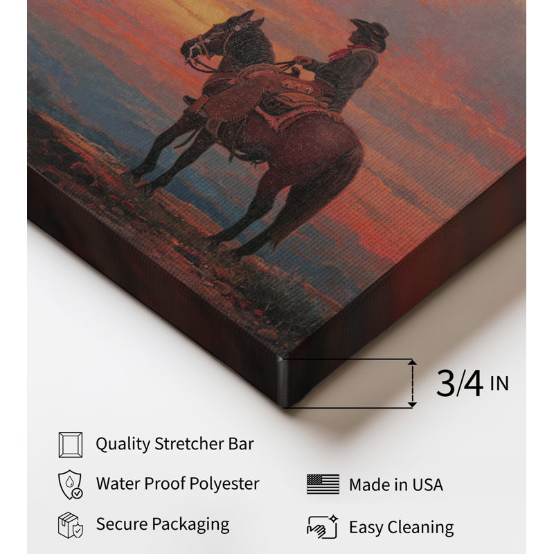 Coucher de soleil Cowboy, Unframed, Canvas, 16"H x 20"W