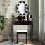 Ensemble coiffeuse en bois massif avec tabouret et miroir-684275720