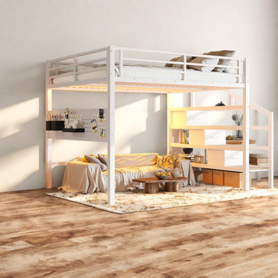 Lits peu encombrants avec rangement, grand loft moderne en bois aggloméré pour la maison