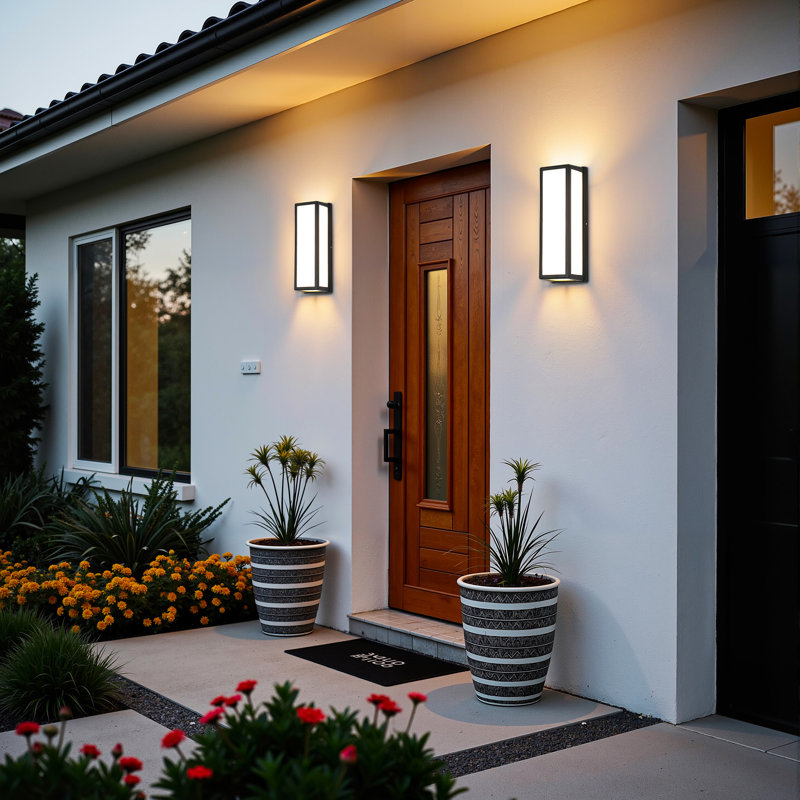 18''H Square LED Outdoor Wall Light Flush Mount, 18" H x 5.1" W x 4.3" D, Matte Black