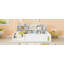Lit plateforme pleine grandeur en bois avec barrière de sécurité et tablettes de rangement pratiques, cadre de lit pour enfant peu encombrant, blanc-134643911-134643910