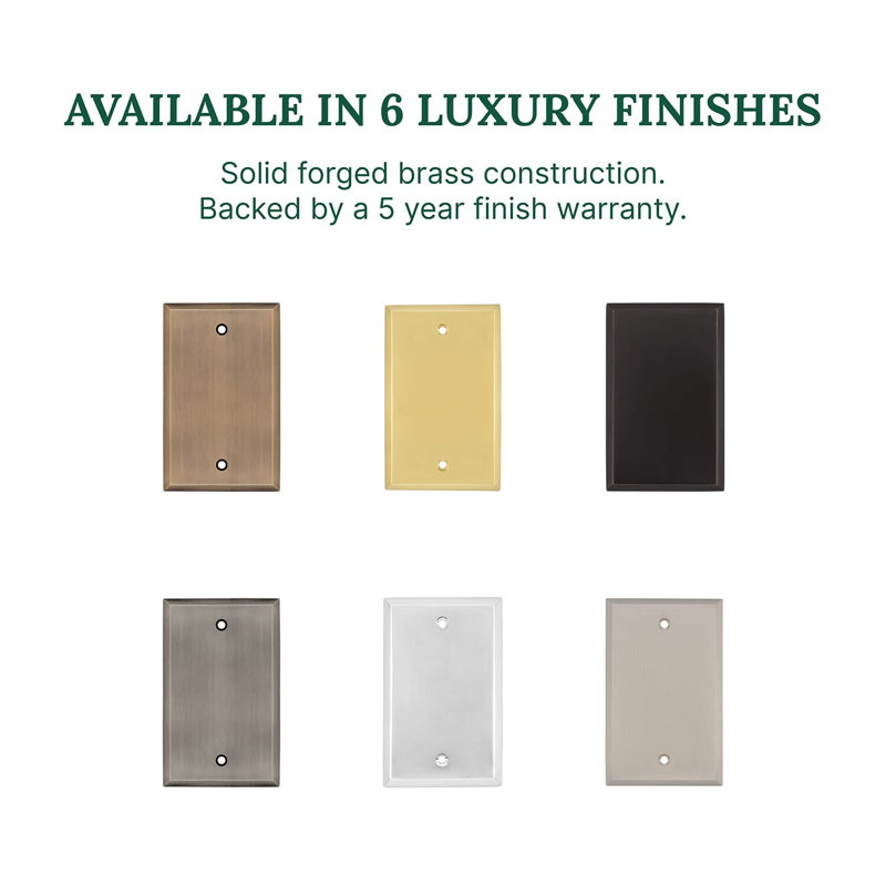 New York Blank Wall Plate, Polished Brass