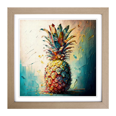 Pineapple Palette Knife - Single Picture Frame Print on Wood