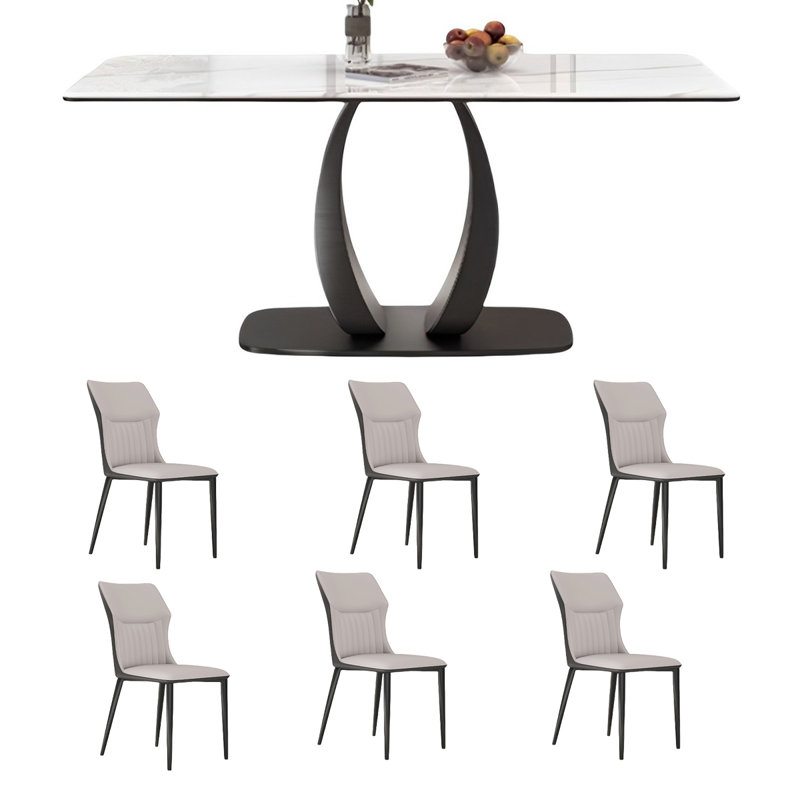 Ensemble de table de salle à manger rectangulaire et chaises, H 29,52 po x L 62,99 po x l 35,43 po