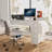 47" Computer Desk With Power Outlet,Writing Desk,Home Office Desk,Vanity Table With 7 Fabric Drawers, Large Side Pocket