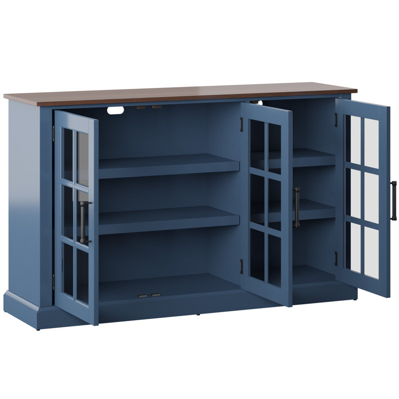 Buffet bas de 55 po de largeur Truby, Bleu Fontana / brun