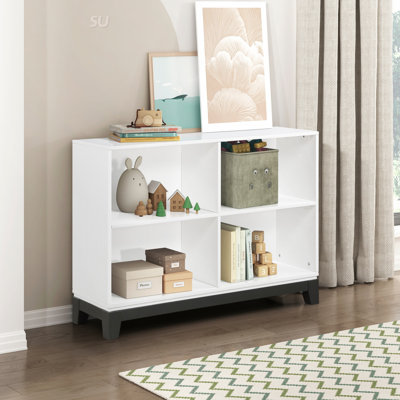 Bibliothèque Garretson à 4 tablettes avec dossier fermé, design transitionnel et rustique, idéale pour le rangement et la présentation