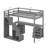 Twin Size Loft Bed Frame With Storage Staircase, Desk, 2-Storage Chest With Drawer, LED-110762061