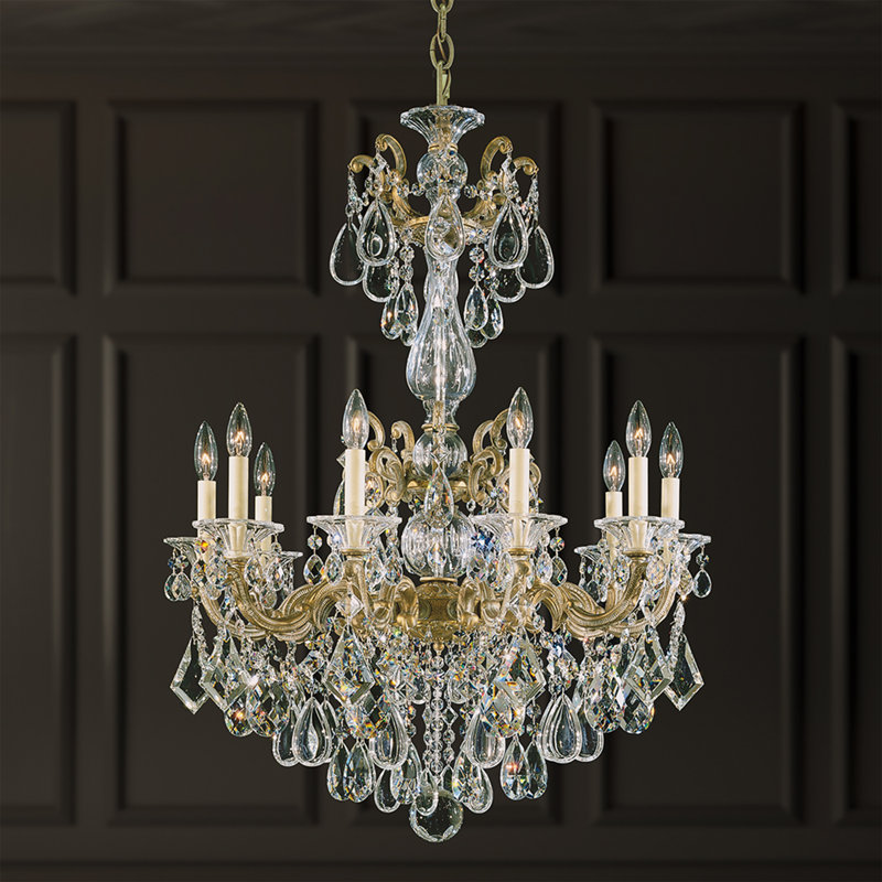 La Scala 10 - Light Chandelier, Etruscan Gold, Handcut Clear