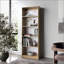 Bibliothèque en chêne naturel et blanc à 5 tablettes avec rangement ouvert-1038483340