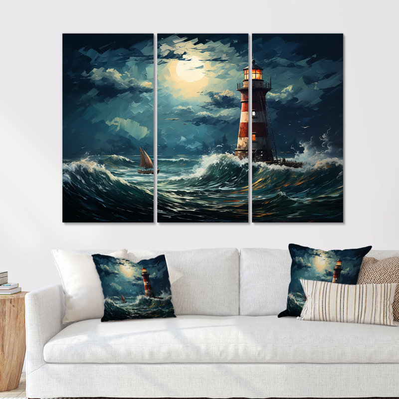Phare de la mer orageuse 1 - art mural phares, H 40 po x l 61 po