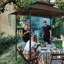 Pavillon de jardin extérieur 8 x 5 pi, tente abri, auvent à deux niveaux avec cadre en acier avec crochet et comptoirs de bar
