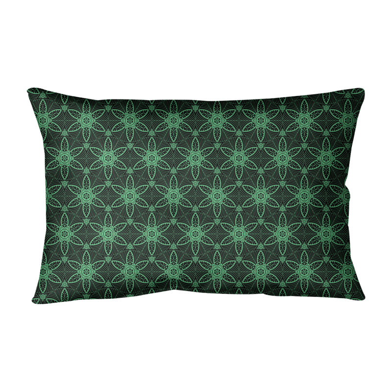 Coussin lombaire en coton Katelyn Elizabeth, Bourre en polyester, Noir / Vert