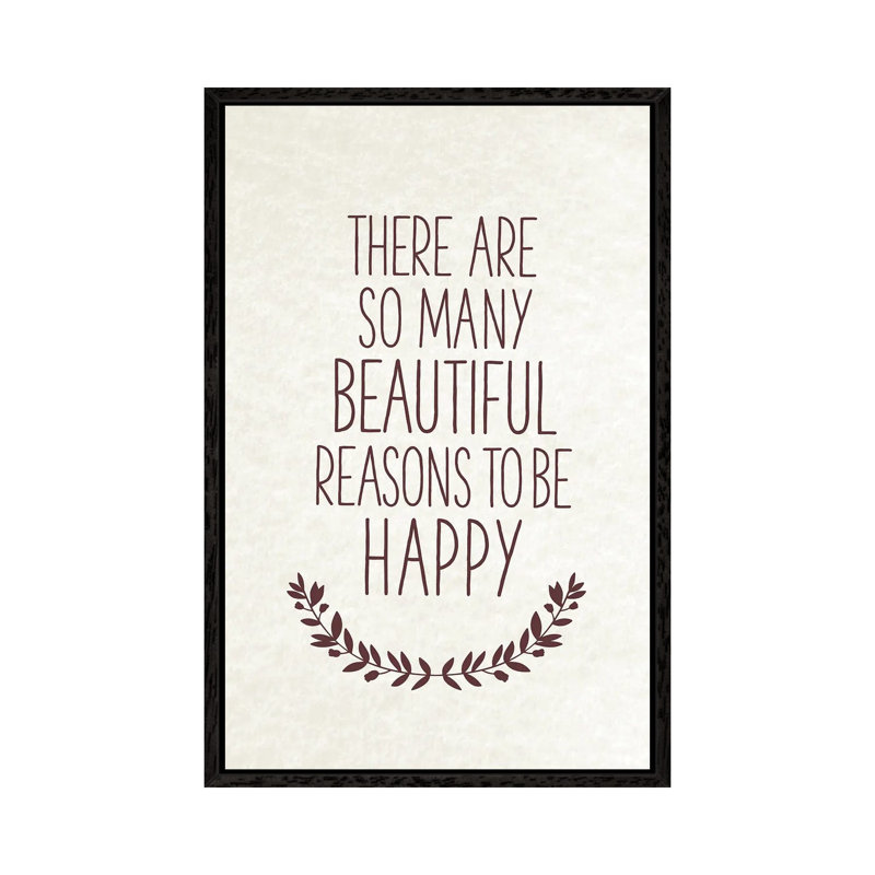 Happiness Quote by Amelie Vintage Co - Gallery-Wrapped Canvas Giclée on Canvas, 66.04 cm H x 45.72 cm W, Black Framed