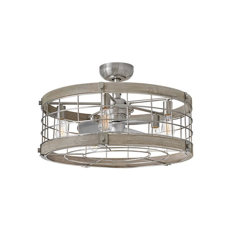 Hinkley Bryce LED Fandelier, Brushed Nickel/Gray, 27" H x 5.88" L x 7.7" W, Silver