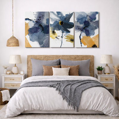 Abstrait botanique aquarelle bleu marine floral