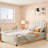 Upholstered Daybed With Classic Stripe Shaped Headboard-1956838040