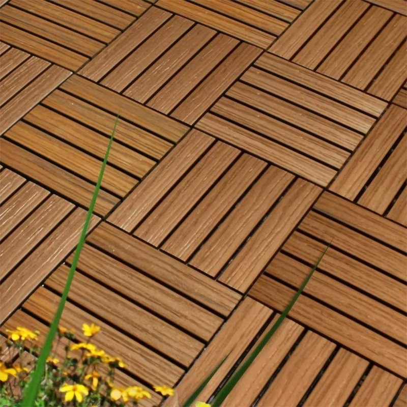 12'' L x 12'' W Plastic Interlocking Deck Tile in Light Brown