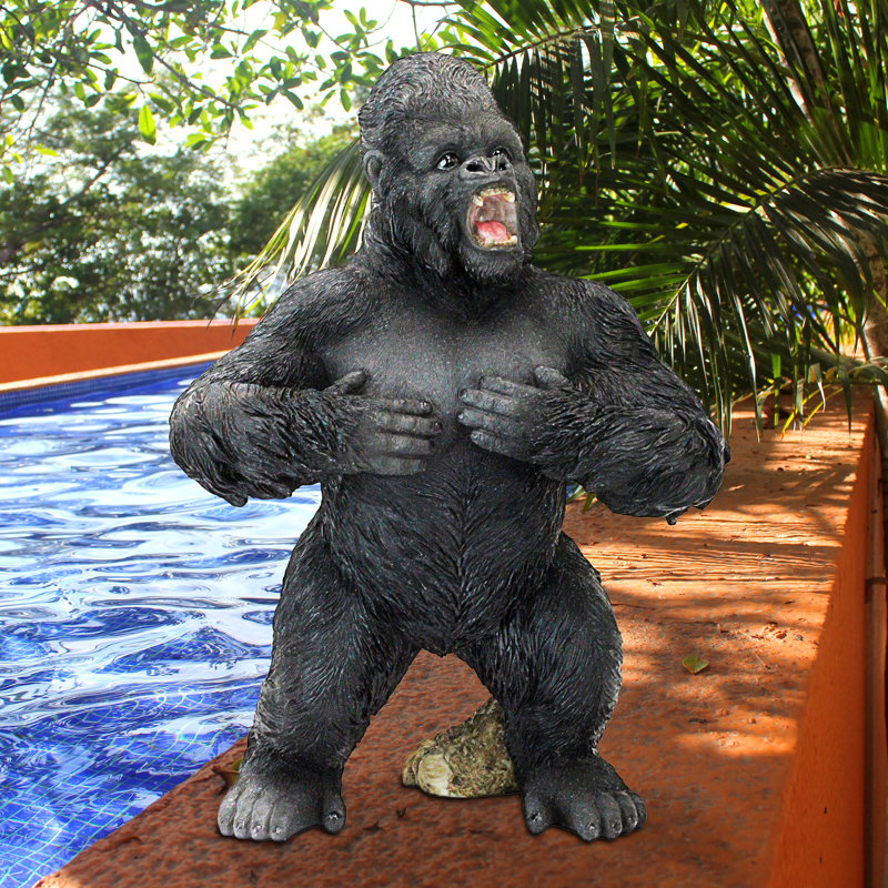 Large Black Resin Great Ape Jungle Animal Statue